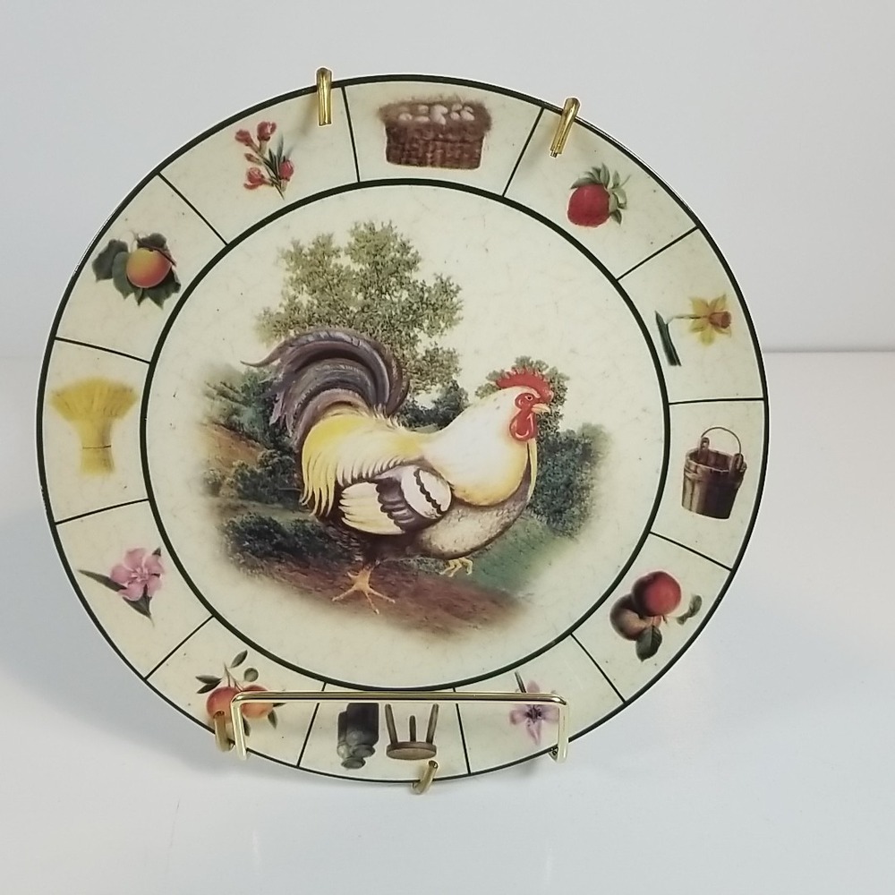 Vtg Rooster Barnyard Collection Formalities Baun Brothers 8" Diameter W/ Hanger